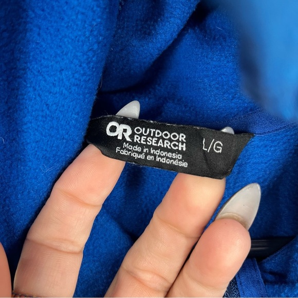 OUTDOOR RESEARCH Emersion Hooded Full Zip Fleece Sweatshirt Jacket Large Blue - Picture 2 of 10